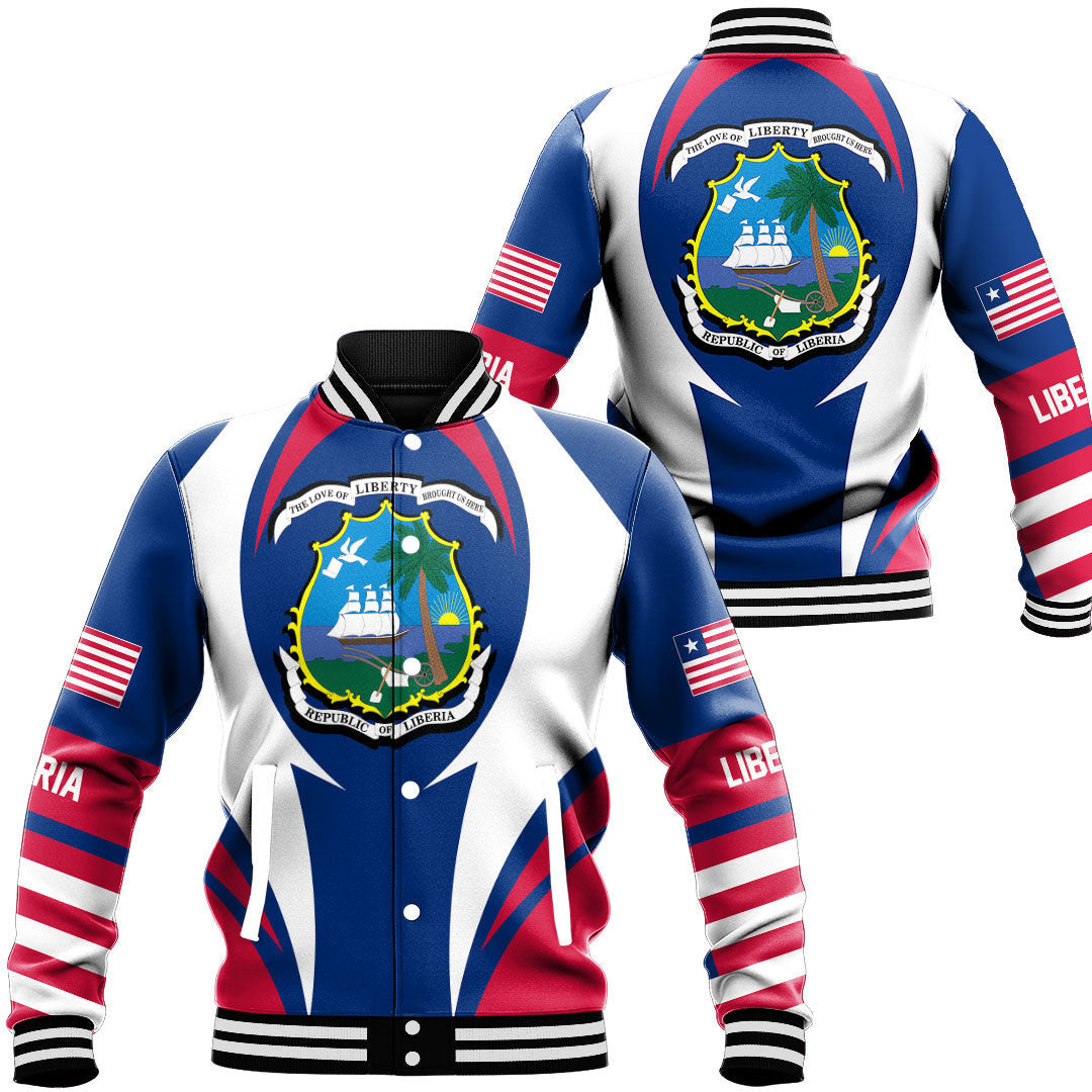 Wonder Print Shop Clothing - Liberia Action Flag Baseball Jacket RLT7 - Wonder Print Shop