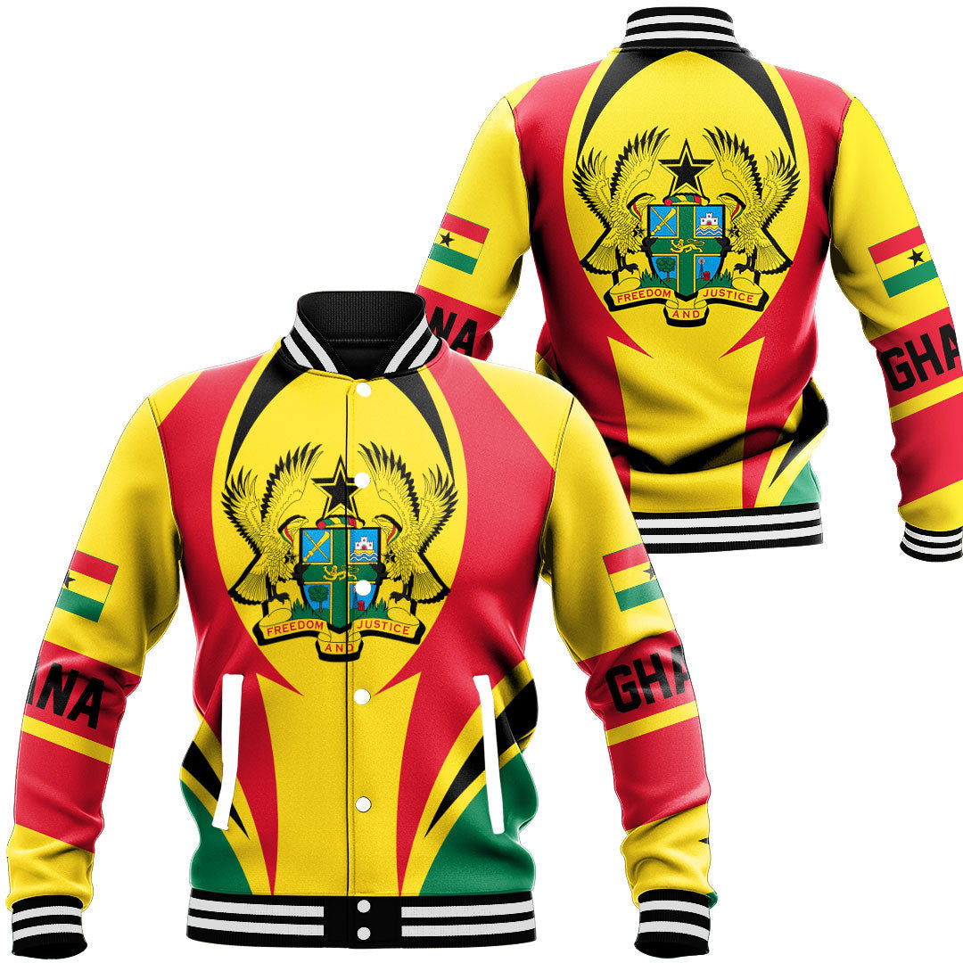 Wonder Print Shop Clothing - Ghana Action Flag Baseball Jacket RLT7 - Wonder Print Shop