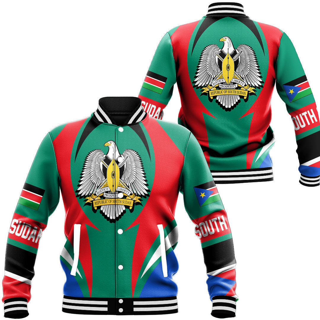 Wonder Print Shop Clothing - South Sudan Action Flag Baseball Jacket RLT7 - Wonder Print Shop