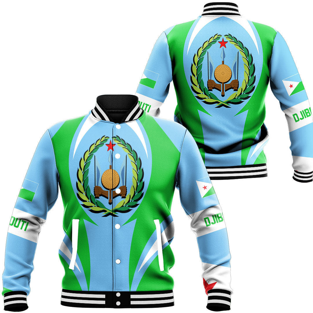 Wonder Print Shop Clothing - Djibouti Action Flag Baseball Jacket RLT7 - Wonder Print Shop