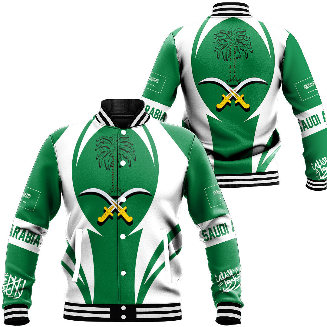 Wonder Print Shop Clothing - Saudi Arabia Action Flag Baseball Jacket RLT7 - Wonder Print Shop