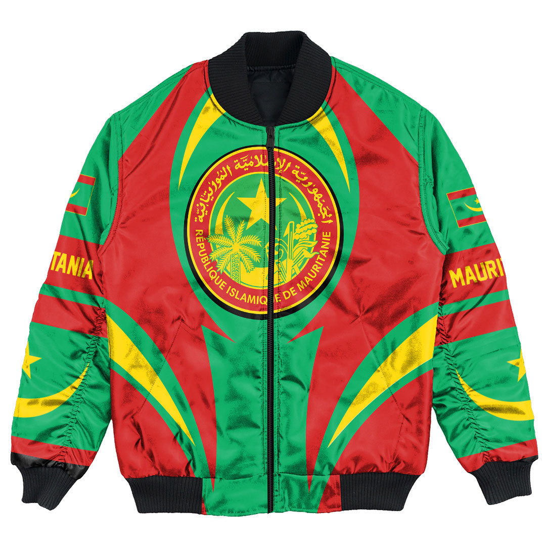 Getteestore Clothing - Mauritania Action Flag Bomber Jacket RLT7 - Wonder Print Shop