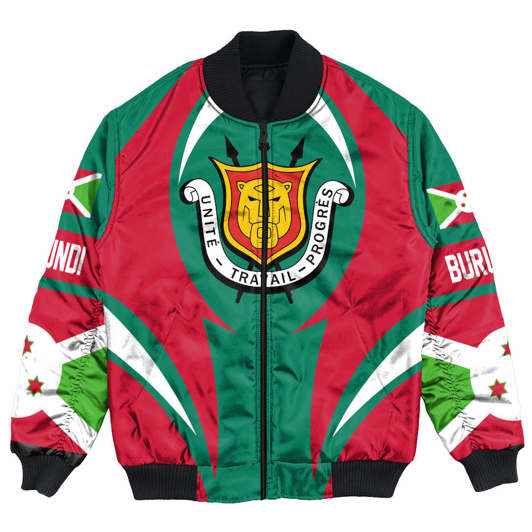 Getteestore Clothing - Burundi Action Flag Bomber Jacket RLT7 - Wonder Print Shop