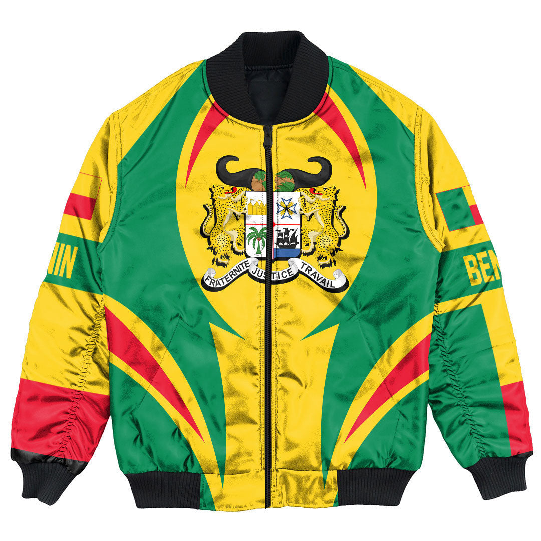 Getteestore Clothing - Benin Action Flag Bomber Jacket RLT7 - Wonder Print Shop