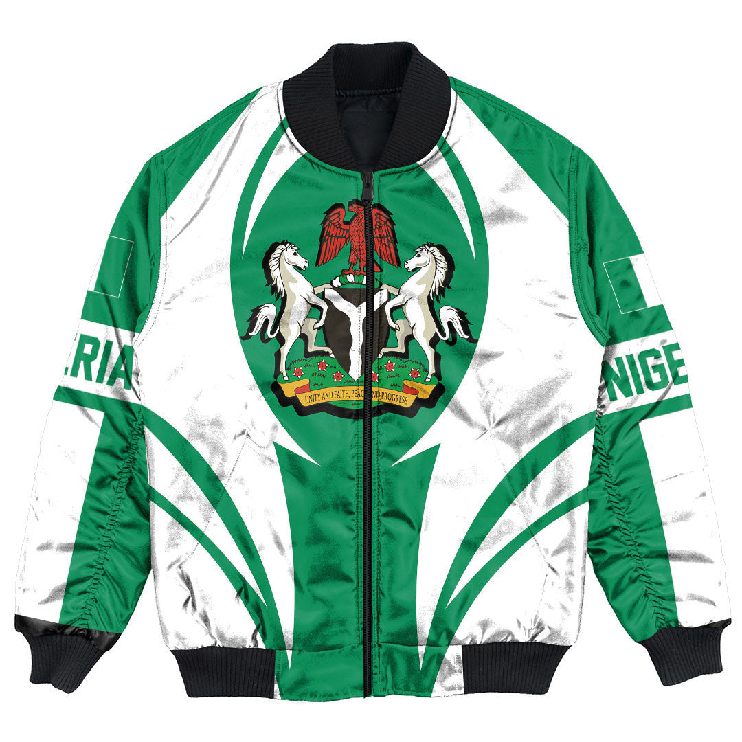 Wonder Print Shop Clothing - Nigeria Action Flag Bomber Jacket RLT7 - Wonder Print Shop