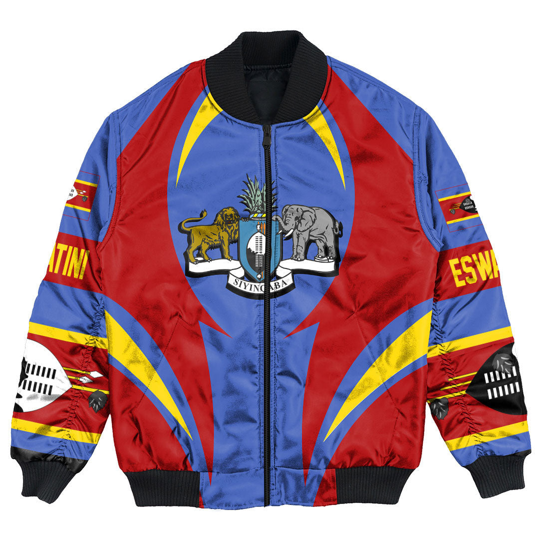 Wonder Print Shop Clothing - Eswatini Action Flag Bomber Jacket RLT7 - Wonder Print Shop