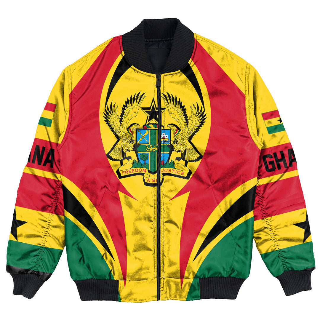 Wonder Print Shop Clothing - Ghana Action Flag Bomber Jacket RLT7 - Wonder Print Shop