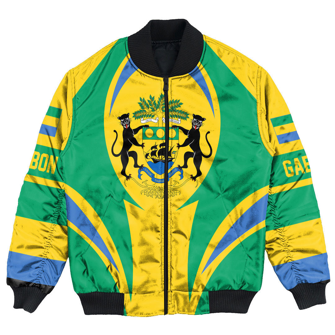 Wonder Print Shop Clothing - Gabon Action Flag Bomber Jacket RLT7 - Wonder Print Shop