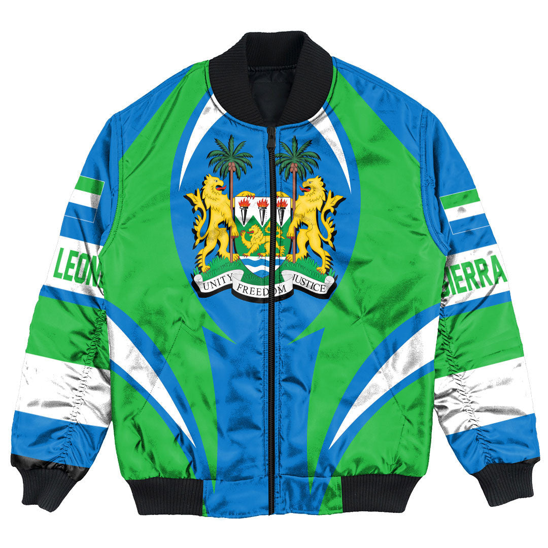 Wonder Print Shop Clothing - Sierra Leone Action Flag Bomber Jacket RLT7 - Wonder Print Shop