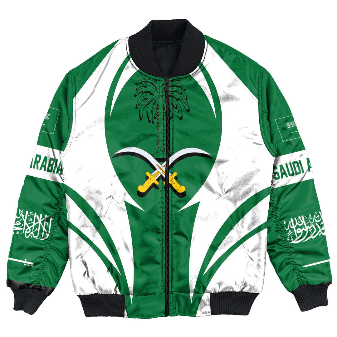 Wonder Print Shop Clothing - Saudi Arabia Action Flag Bomber Jacket RLT7 - Wonder Print Shop