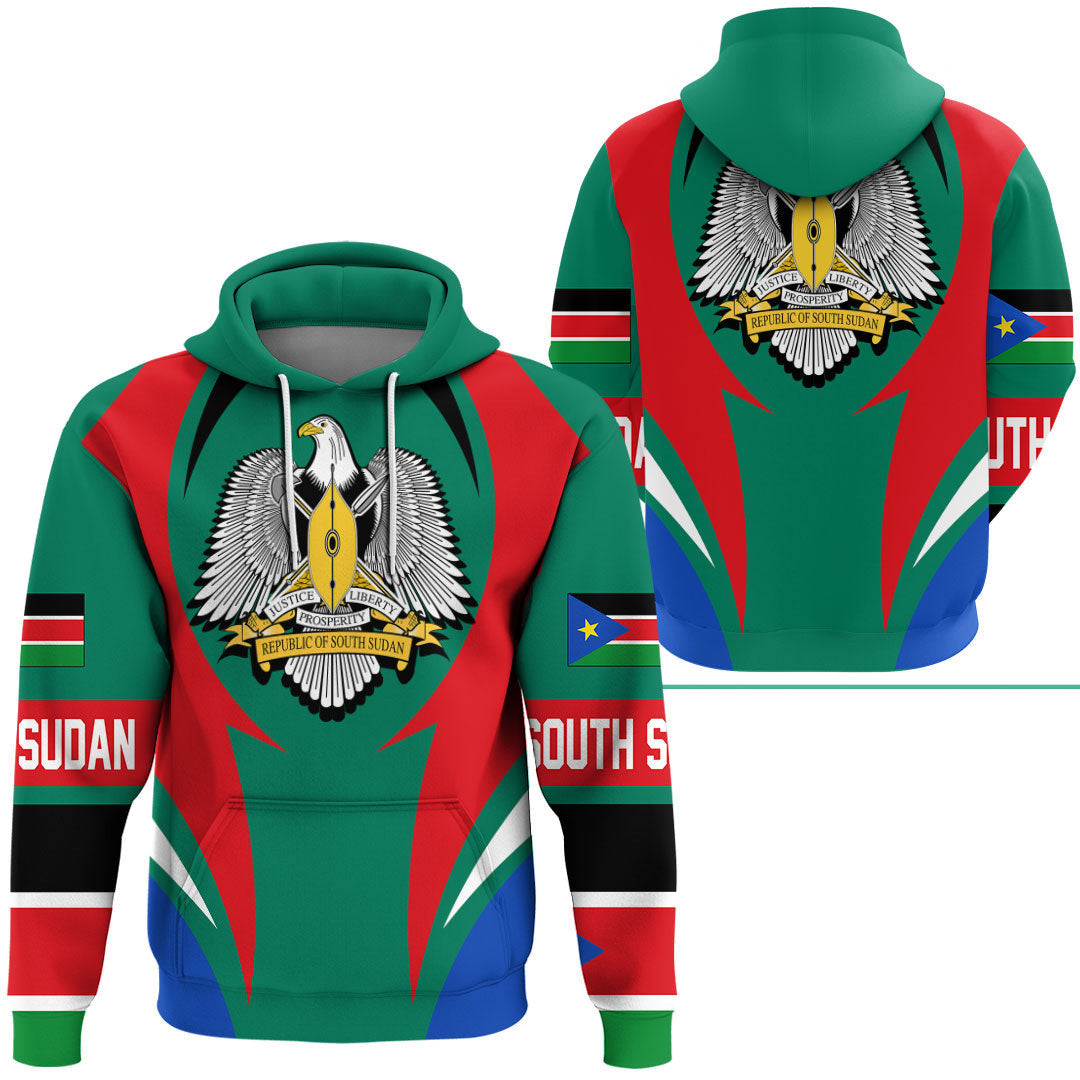 South Sudan Hoodie Action Flag RLT7 - Wonder Print Shop