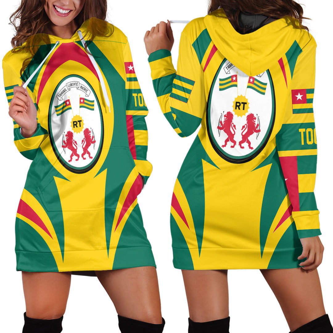 Wonder Print Shop Clothing - Togo Action Flag Hoodie Dress RLT7 - Wonder Print Shop