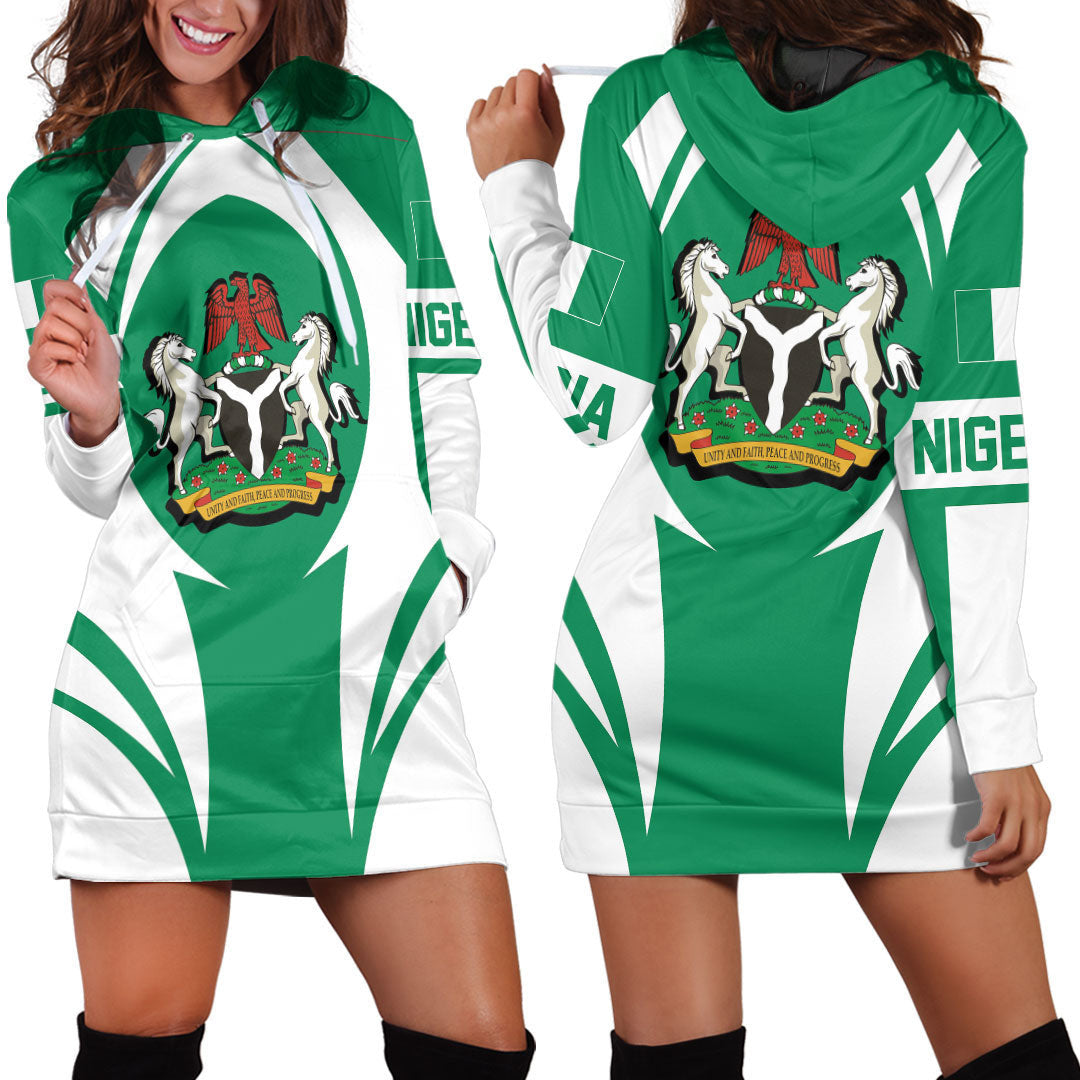 Wonder Print Shop Clothing - Nigeria Action Flag Hoodie Dress RLT7 - Wonder Print Shop