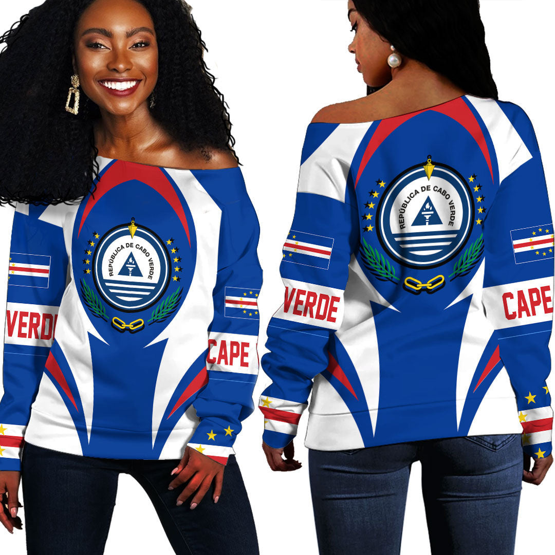 Wonder Print Shop Clothing - Cape Verde Action Flag Off Shoulder Sweaters RLT7 - Wonder Print Shop