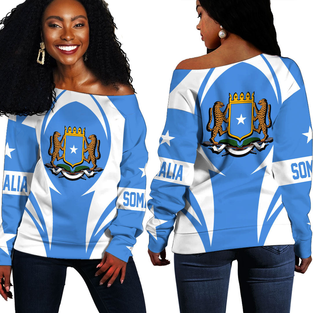 Wonder Print Shop Clothing - Somalia Action Flag Off Shoulder Sweaters RLT7 - Wonder Print Shop