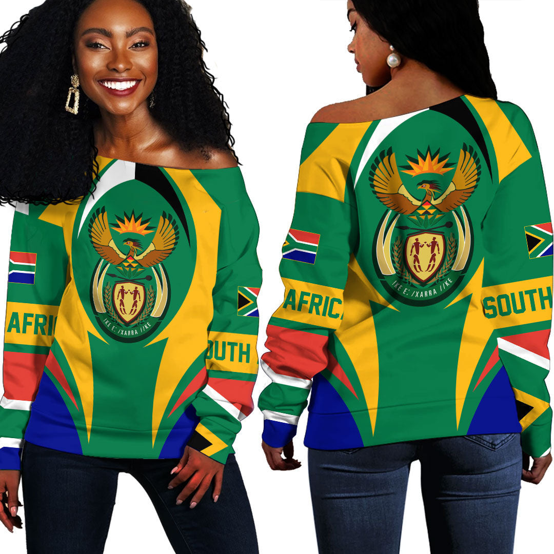 Wonder Print Shop Clothing - South Africa Action Flag Off Shoulder Sweaters RLT7 - Wonder Print Shop