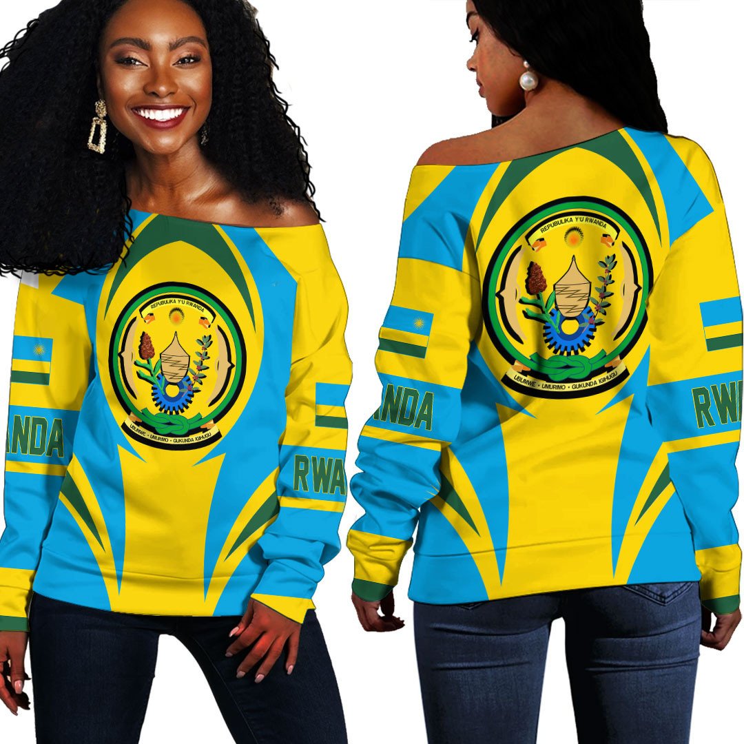 Wonder Print Shop Clothing - Rwanda Action Flag Off Shoulder Sweaters RLT7 - Wonder Print Shop