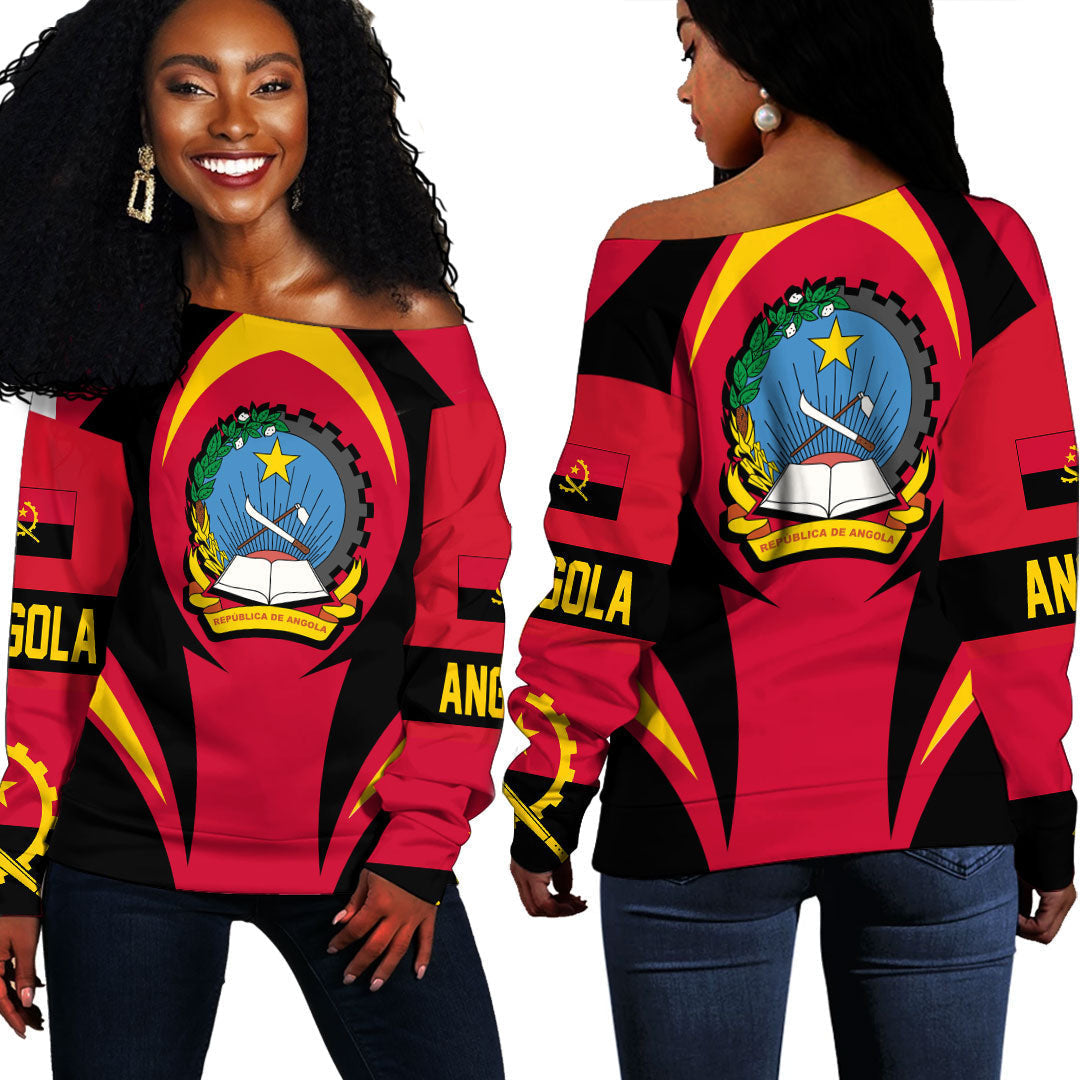 Wonder Print Shop Clothing - Angola Action Flag Off Shoulder Sweaters RLT7 - Wonder Print Shop