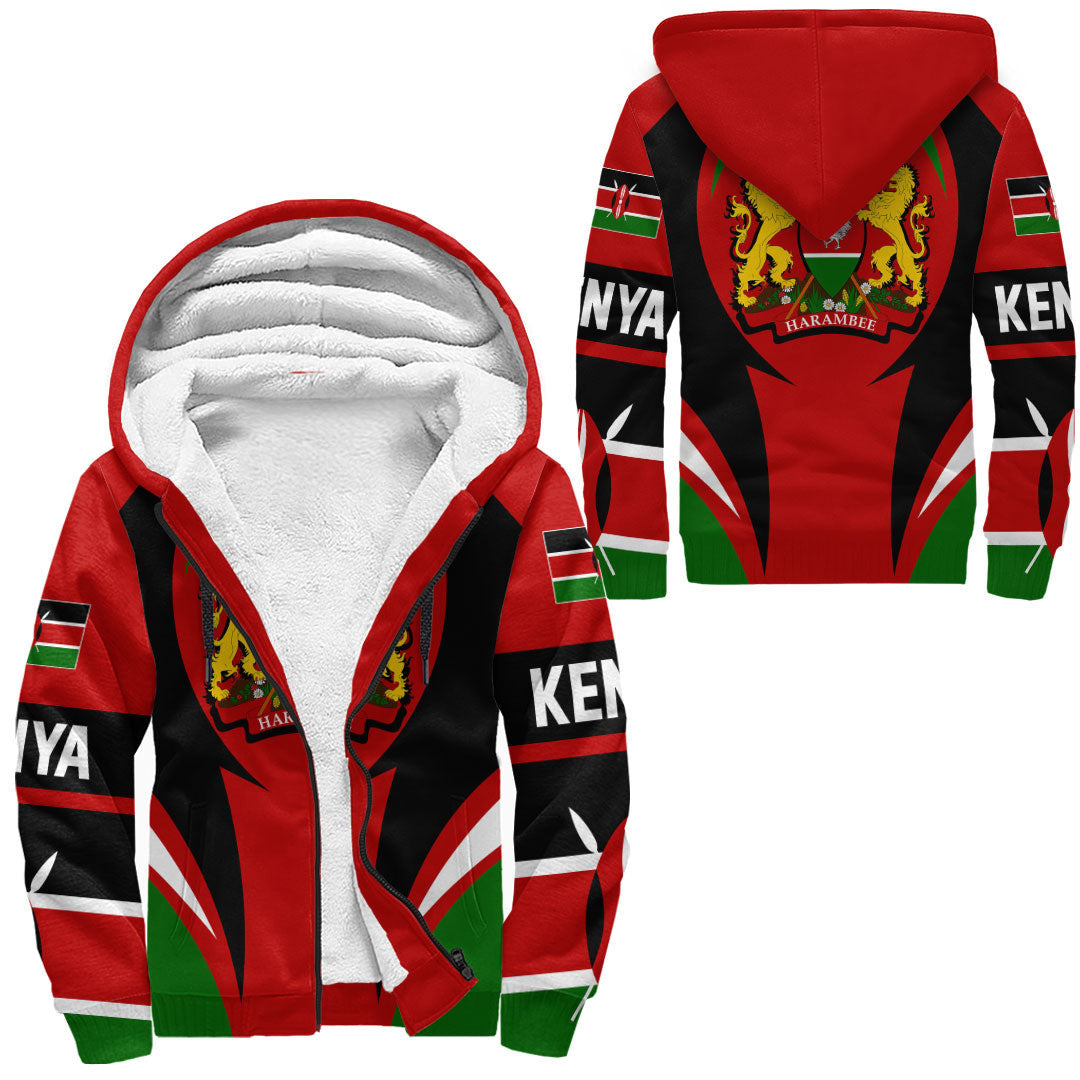 Wonder Print Shop Clothing - Kenya Action Flag Sherpa Hoodie RLT7 - Wonder Print Shop