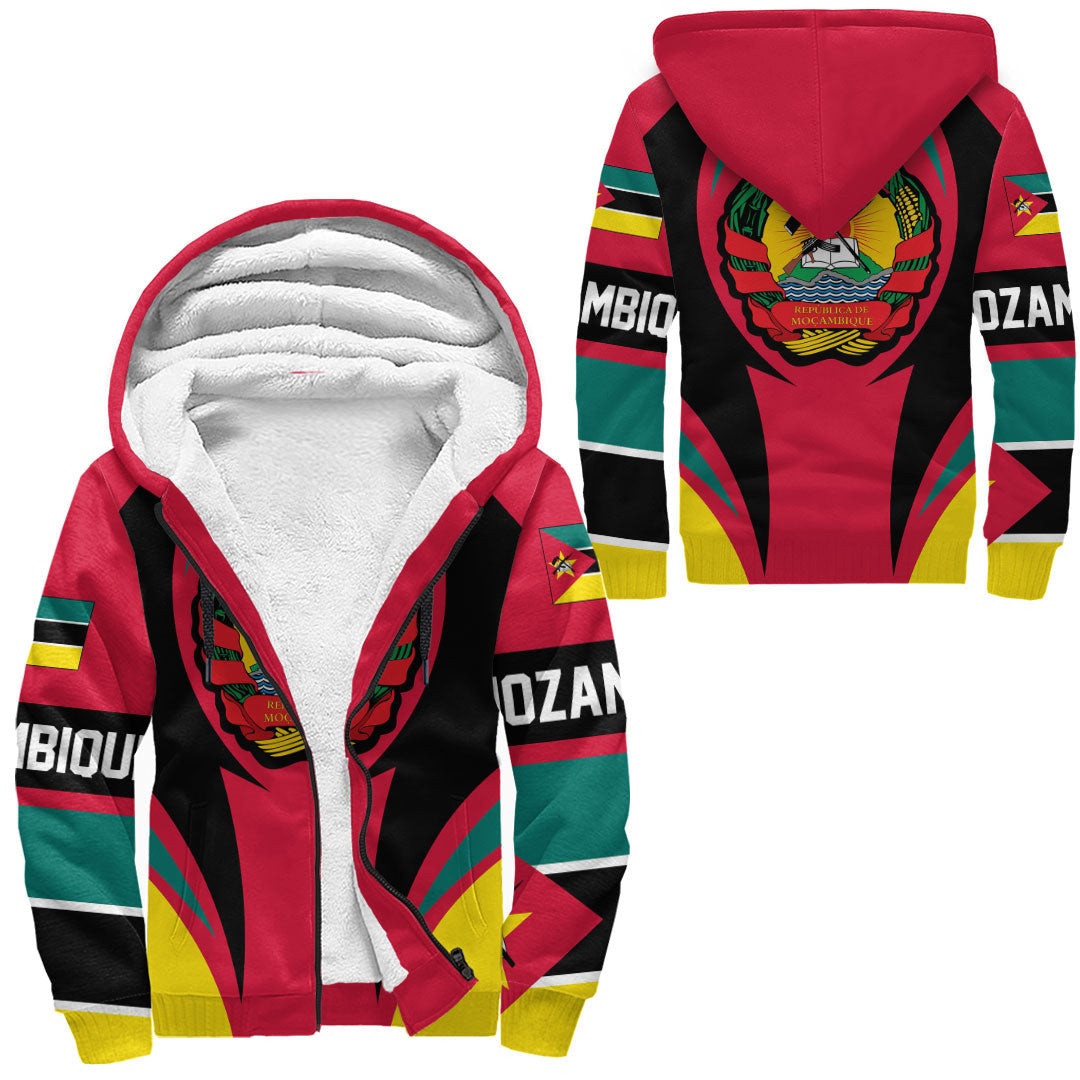 Wonder Print Shop Clothing - Mozambique Action Flag Sherpa Hoodie RLT7 - Wonder Print Shop