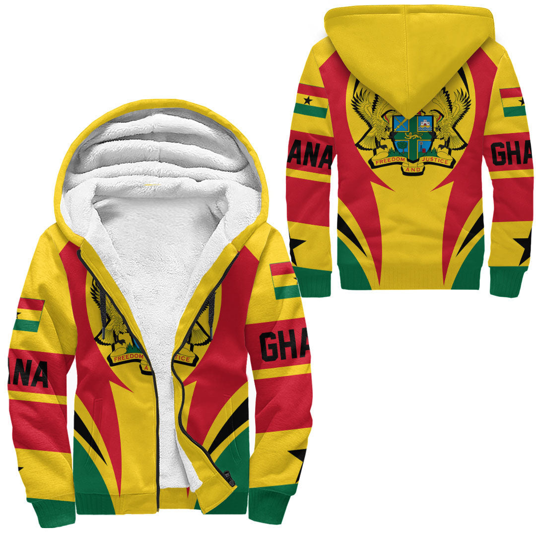 Wonder Print Shop Clothing - Ghana Action Flag Sherpa Hoodie RLT7 - Wonder Print Shop