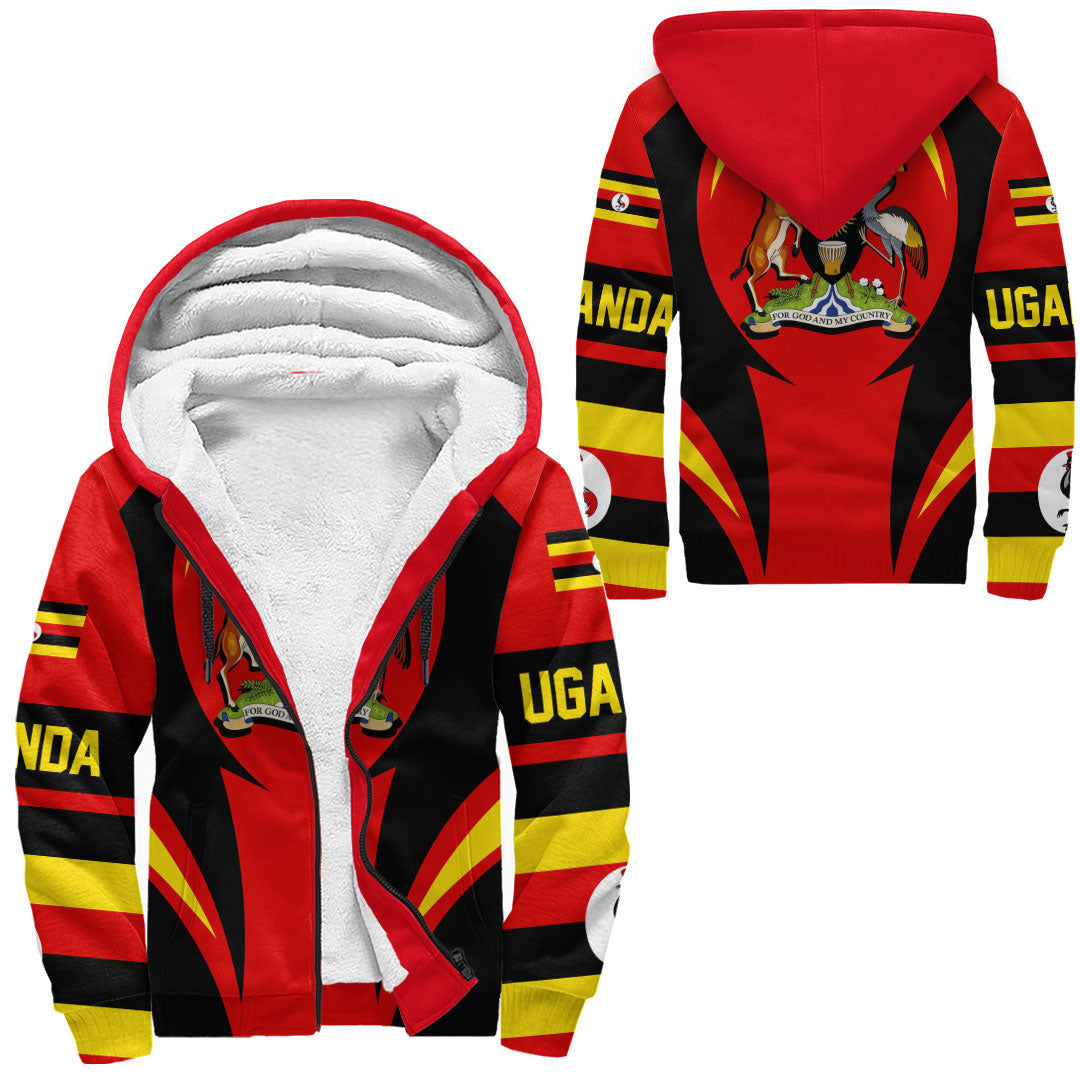 Wonder Print Shop Clothing - Uganda Action Flag Sherpa Hoodie RLT7 - Wonder Print Shop