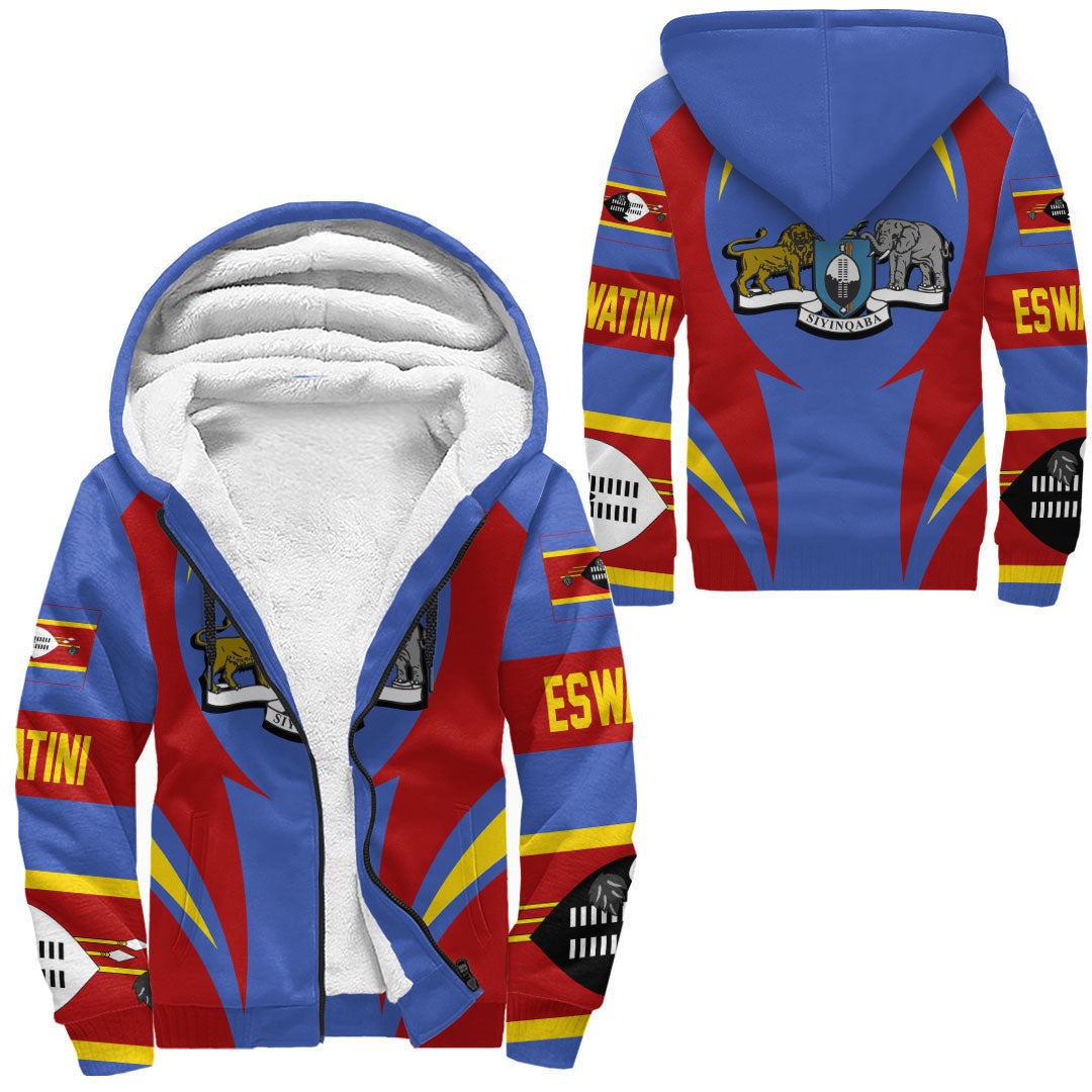 Wonder Print Shop Clothing - Eswatini Action Flag Sherpa Hoodie RLT7 - Wonder Print Shop