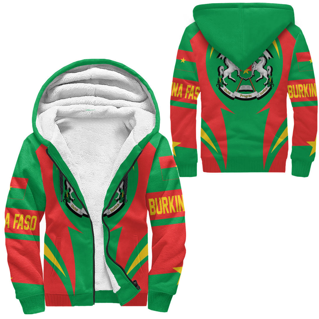 Wonder Print Shop Clothing - Burkina Faso Action Flag Sherpa Hoodie RLT7 - Wonder Print Shop