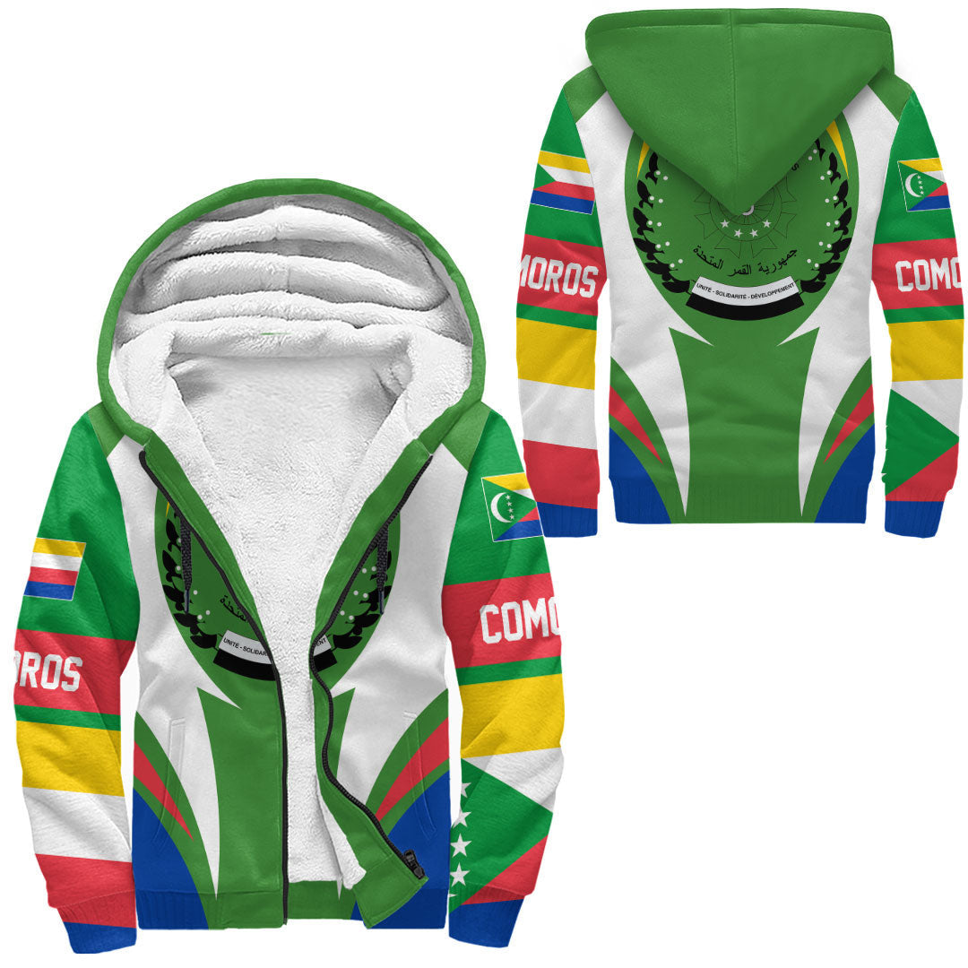 Wonder Print Shop Clothing - Comoros Action Flag Sherpa Hoodie RLT7 - Wonder Print Shop