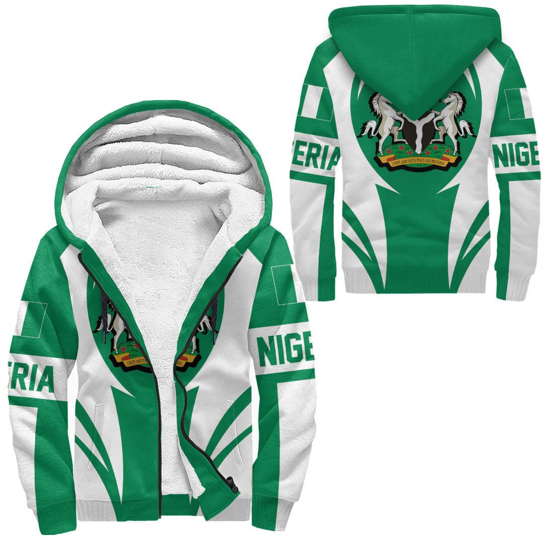 Wonder Print Shop Clothing - Nigeria Action Flag Sherpa Hoodie RLT7 - Wonder Print Shop