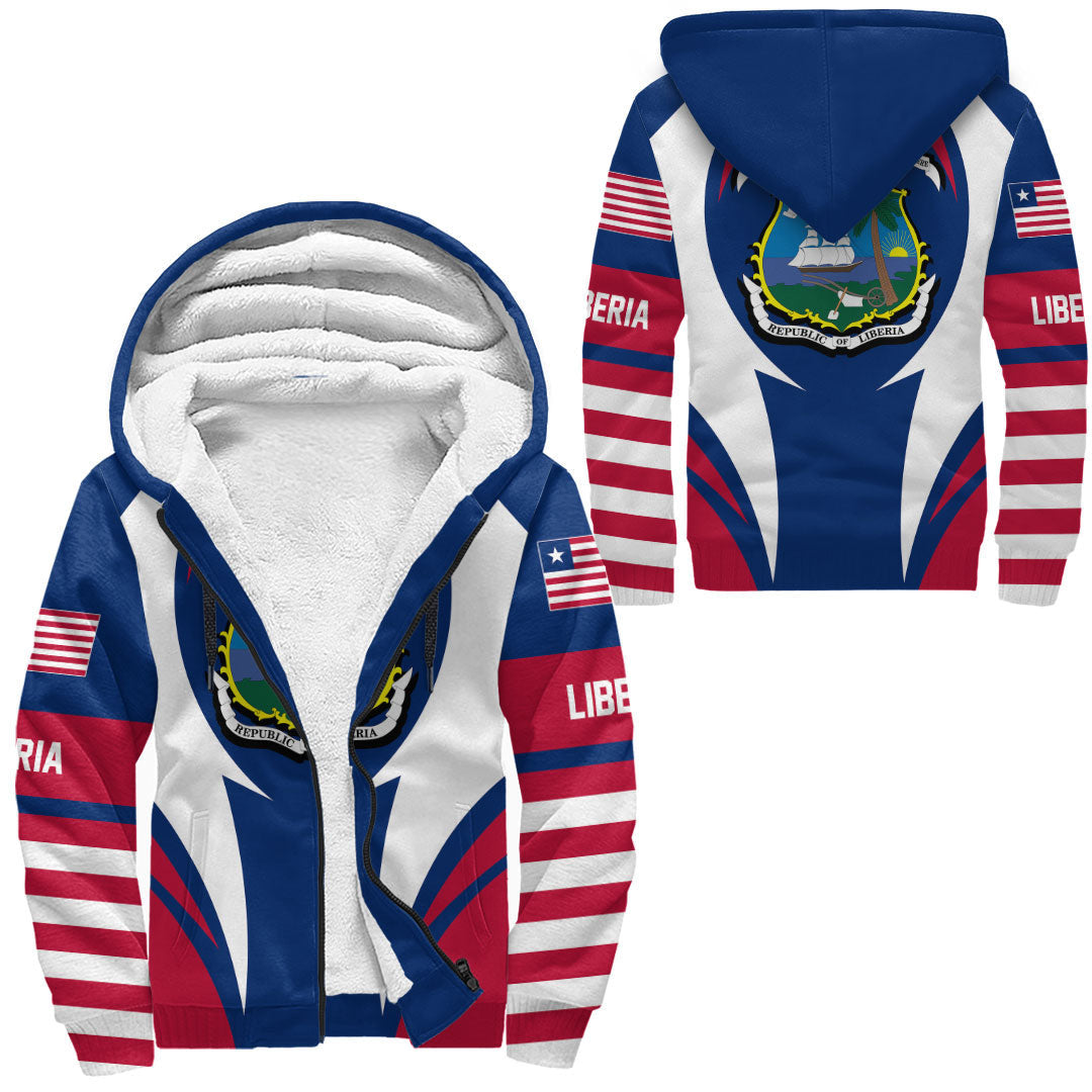 Wonder Print Shop Clothing - Liberia Action Flag Sherpa Hoodie RLT7 - Wonder Print Shop