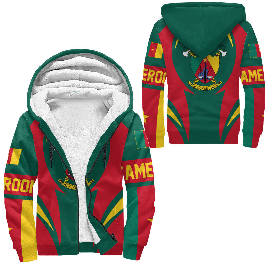 Wonder Print Shop Clothing - Cameroon Action Flag Sherpa Hoodie RLT7 - Wonder Print Shop