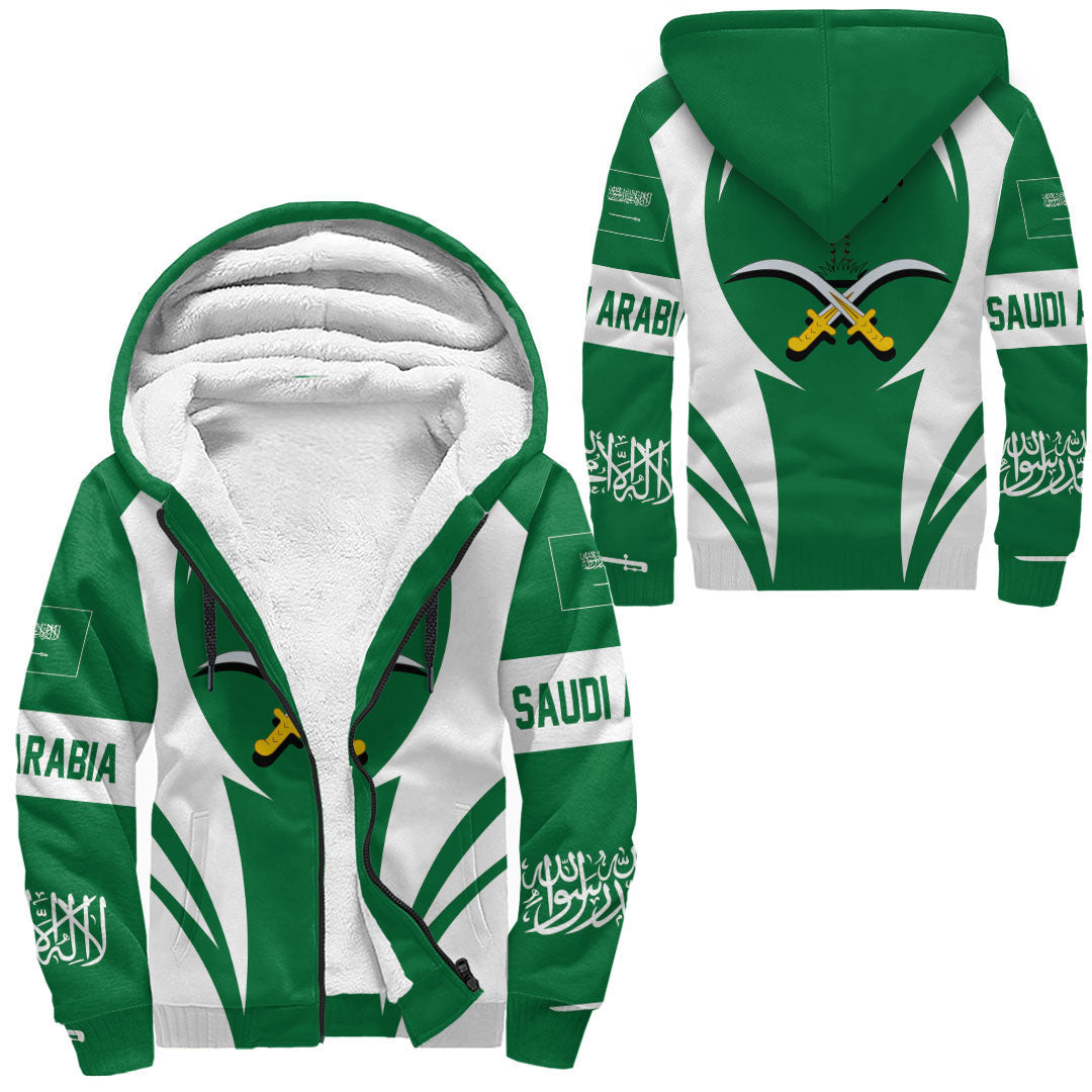 Wonder Print Shop Clothing - Saudi Arabia Action Flag Sherpa Hoodie RLT7 - Wonder Print Shop