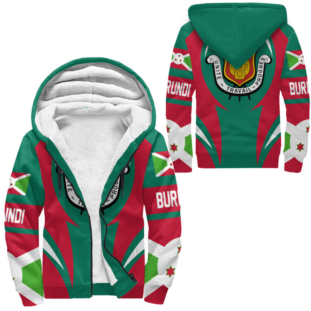 Wonder Print Shop Clothing - Burundi Action Flag Sherpa Hoodie RLT7 - Wonder Print Shop