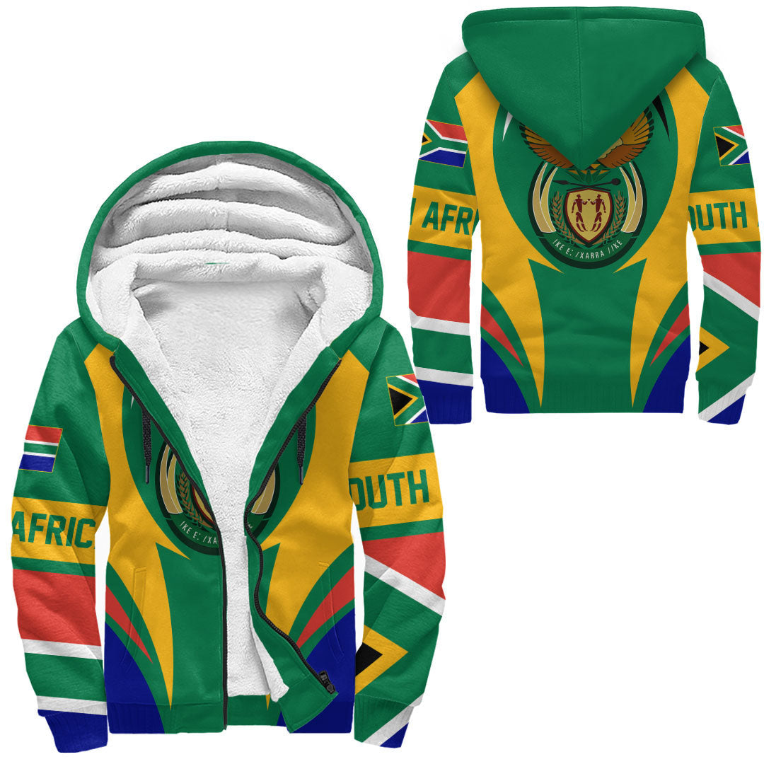 Wonder Print Shop Clothing - South Africa Action Flag Sherpa Hoodie RLT7 - Wonder Print Shop