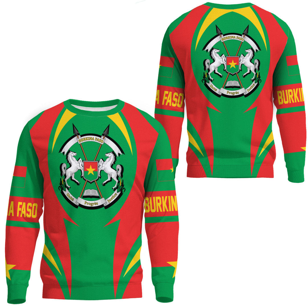 Wonder Print Shop Clothing - Burkina Faso Action Flag Sweatshirts RLT7 - Wonder Print Shop