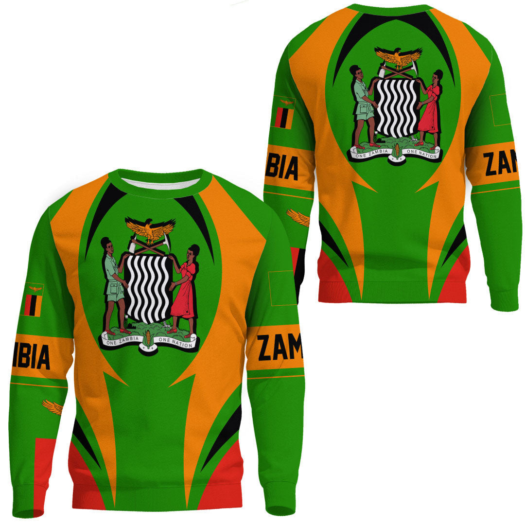 Wonder Print Shop Clothing - Zambia Action Flag Sweatshirts RLT7 - Wonder Print Shop