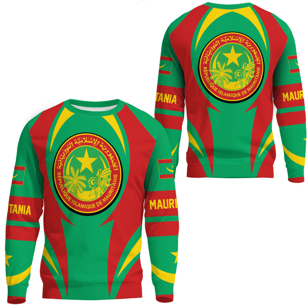 Wonder Print Shop Clothing - Mauritania Action Flag Sweatshirts RLT7 - Wonder Print Shop