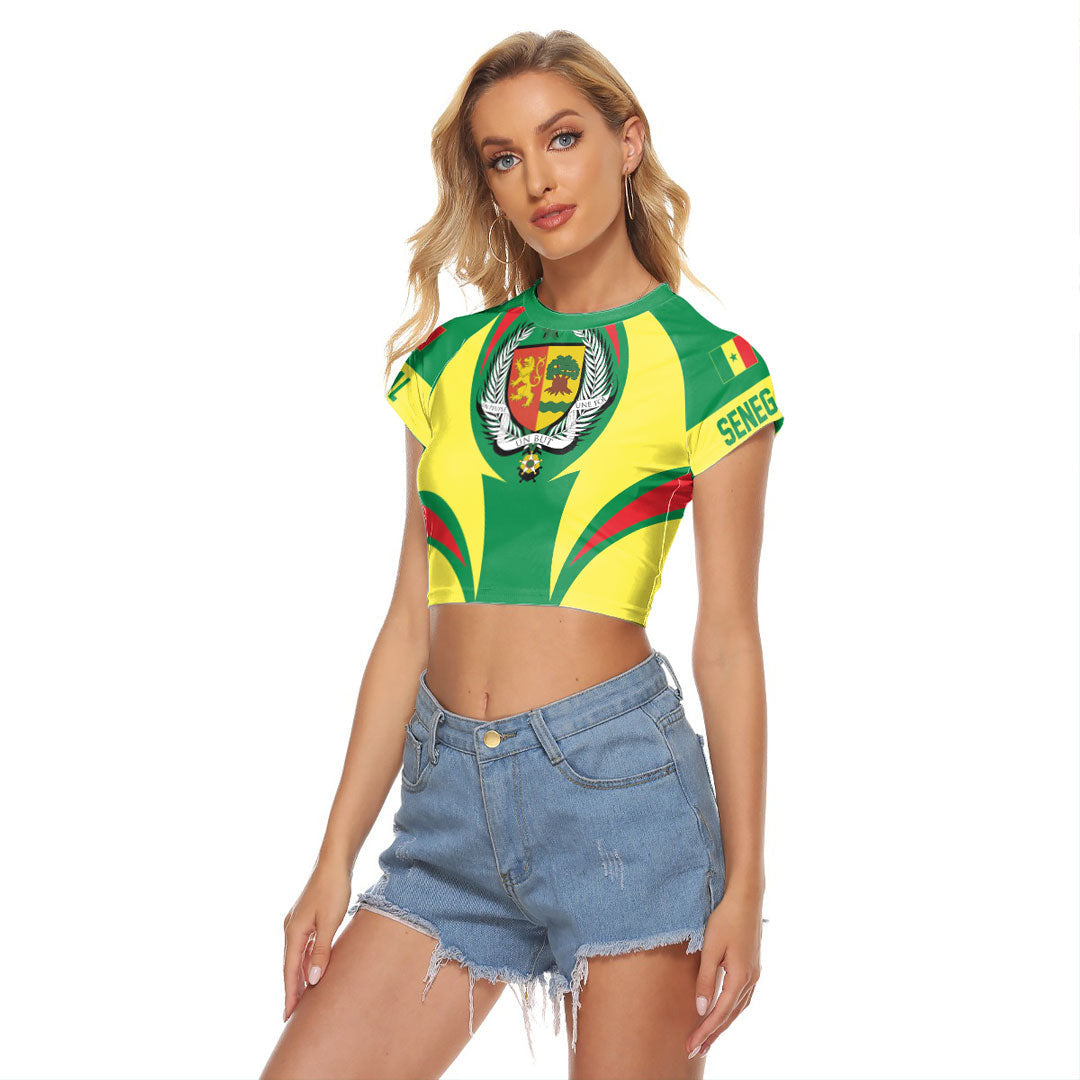 Wonder Print Shop Clothing - Senegal Action Flag Women's Raglan Cropped T shirt RLT7 - Wonder Print Shop