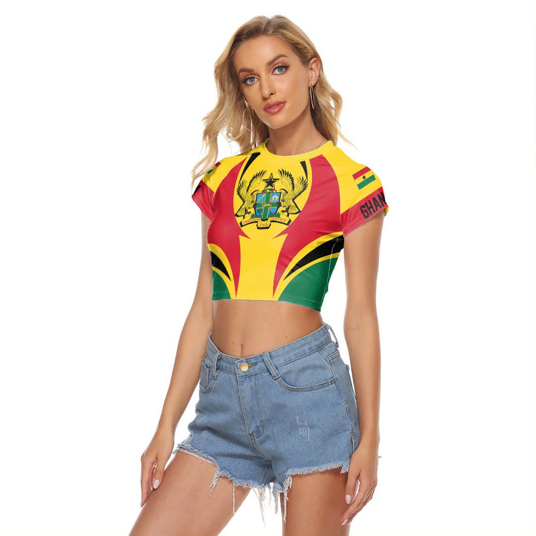 Wonder Print Shop Clothing - Ghana Action Flag Women's Raglan Cropped T shirt RLT7 - Wonder Print Shop