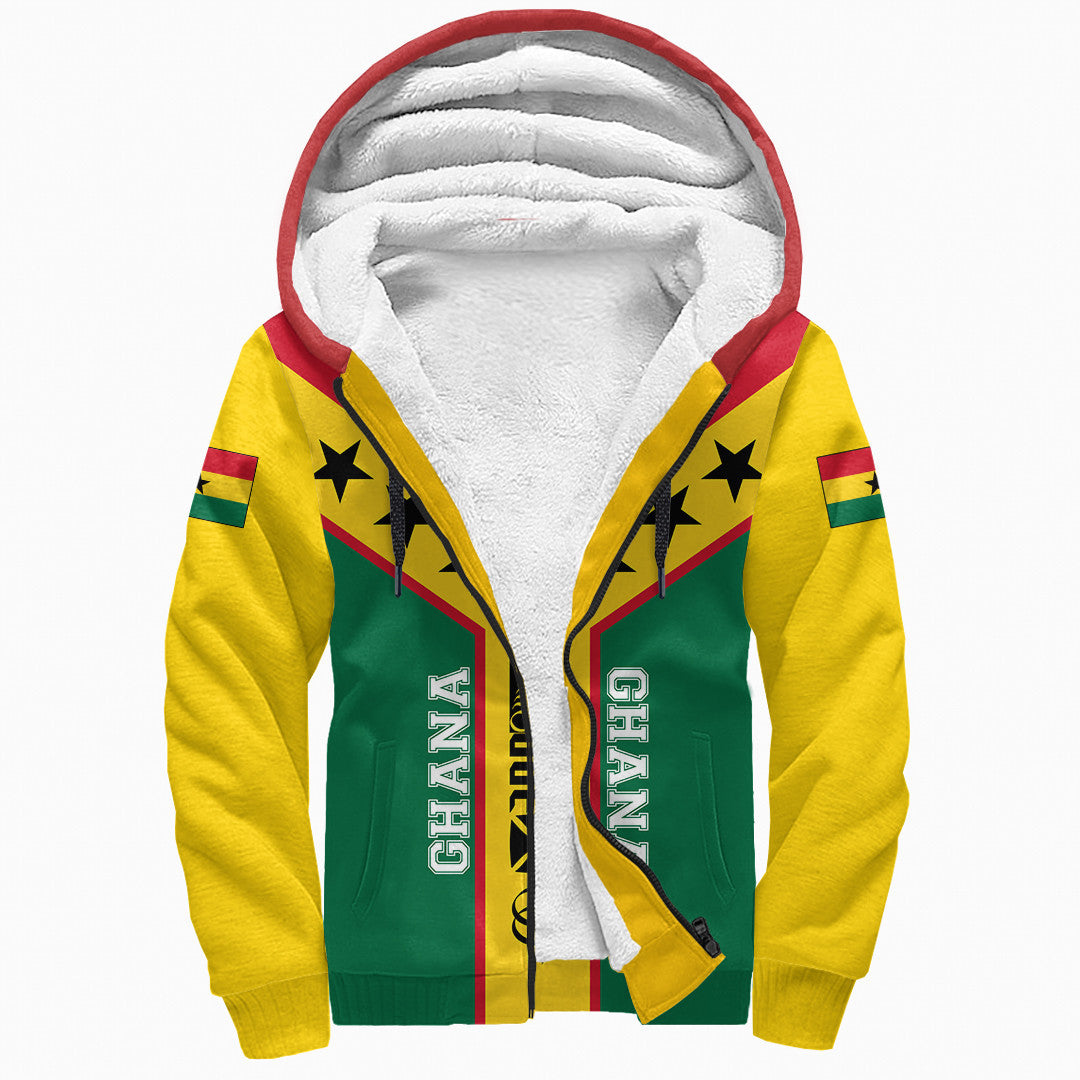 Wonder Print Shop Clothing - Ghana Rising Symbol Adinkra Tattoo Sherpa Hoodie RLT7 - Wonder Print Shop