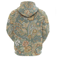 Paisley pullover hoodie back in blue-green with floral paisley all-over print