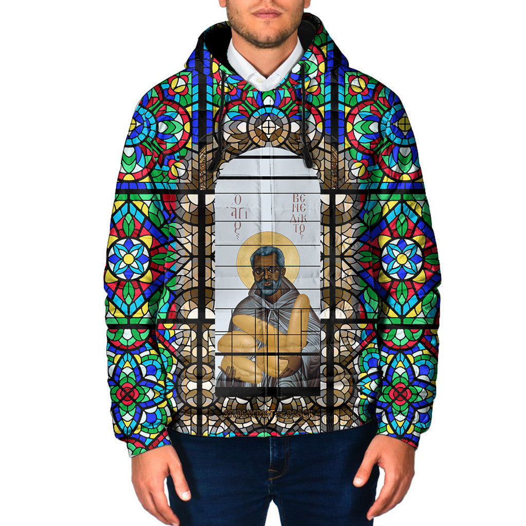 saint-benedict-of-the-african-on-stained-glass-padded-hooded-jacket