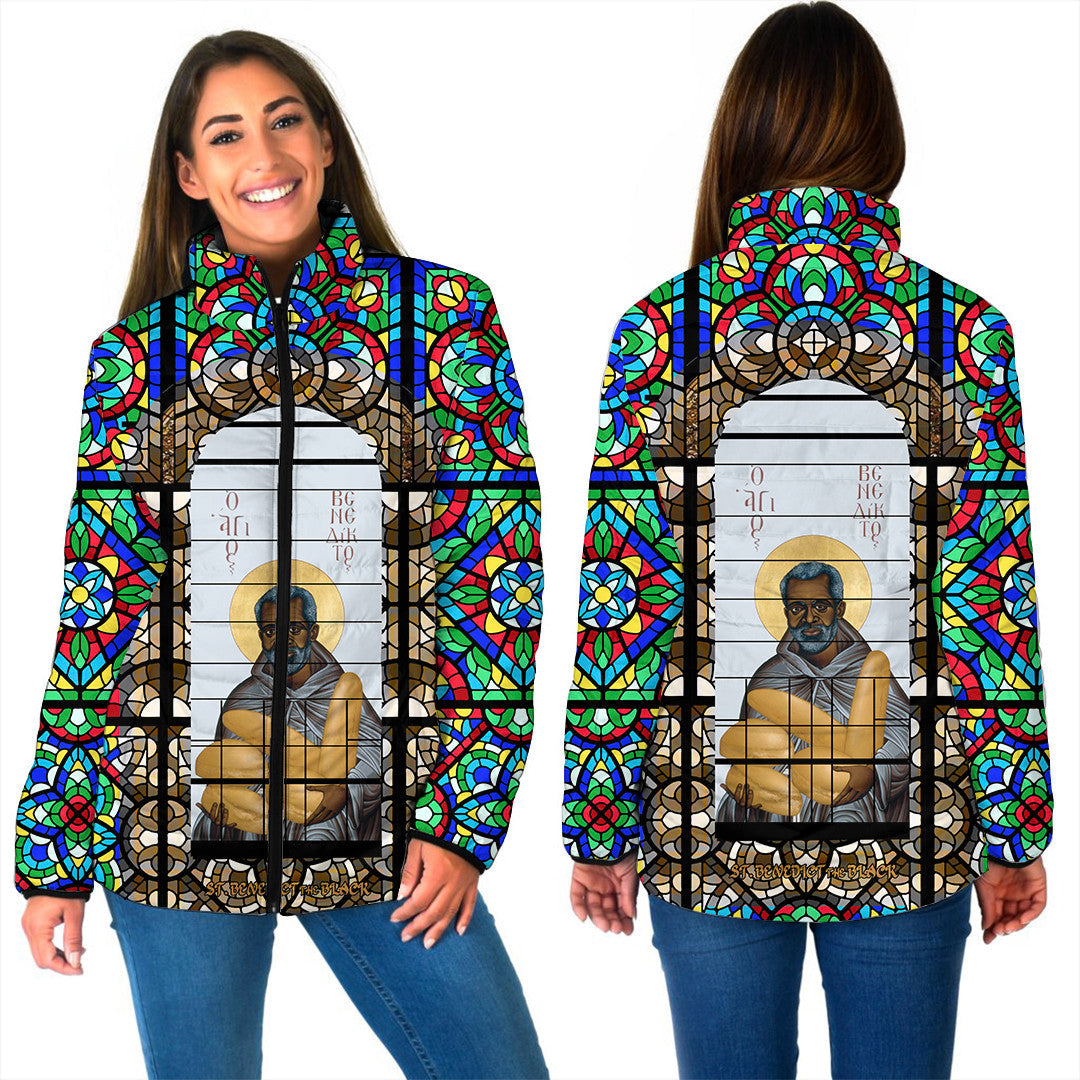 saint-benedict-of-the-african-on-stained-glass-women-padded-jacket