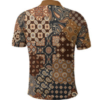 Paisley polo shirt back view with all-over bandana pattern, short sleeves