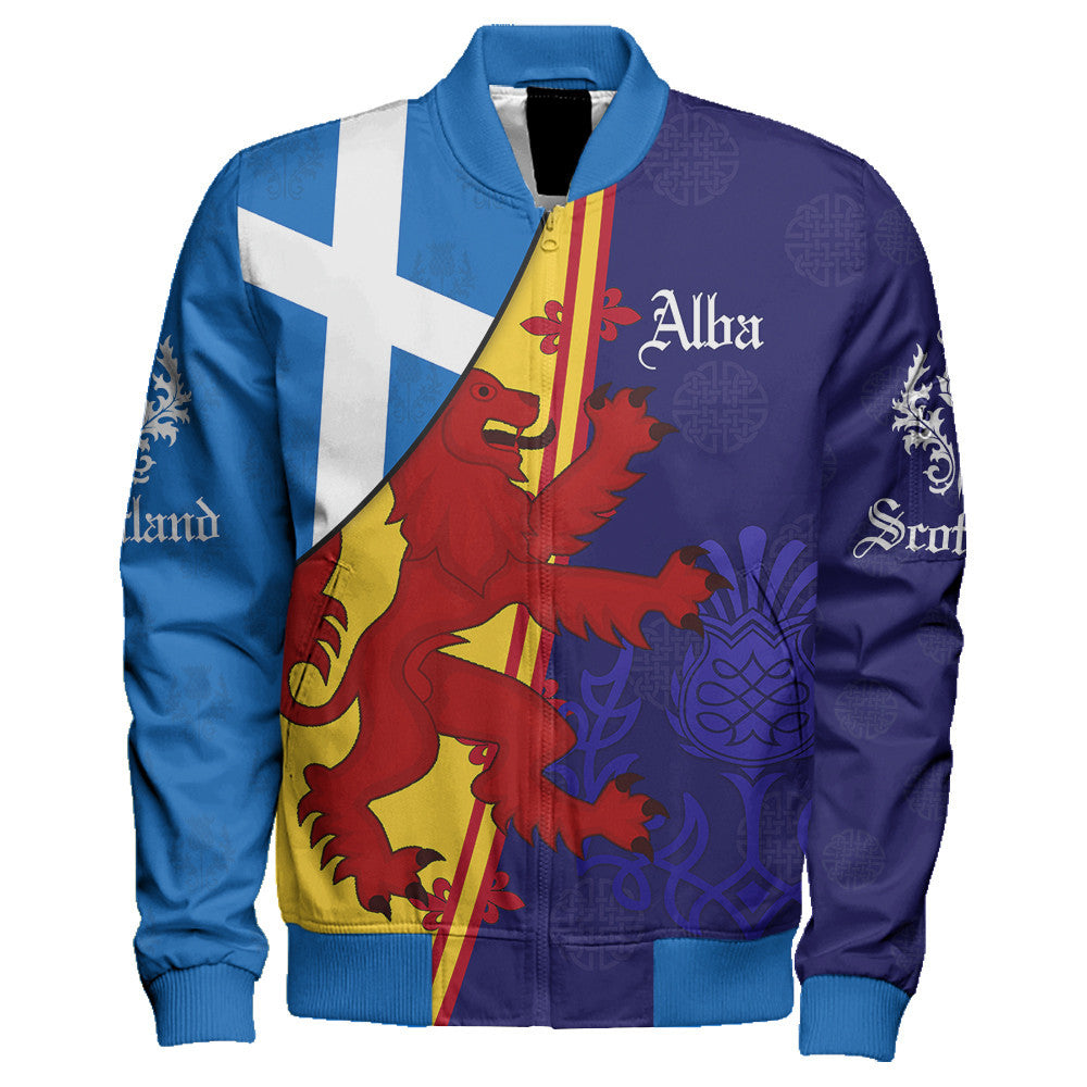 Scotland Alba Thistle Sleeve Zip Bomber Jacket RLT12 - Wonder Print Shop