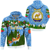 Blue pullover hoodie with ERITREA emblem, laurel wreath, and flag sleeve accents