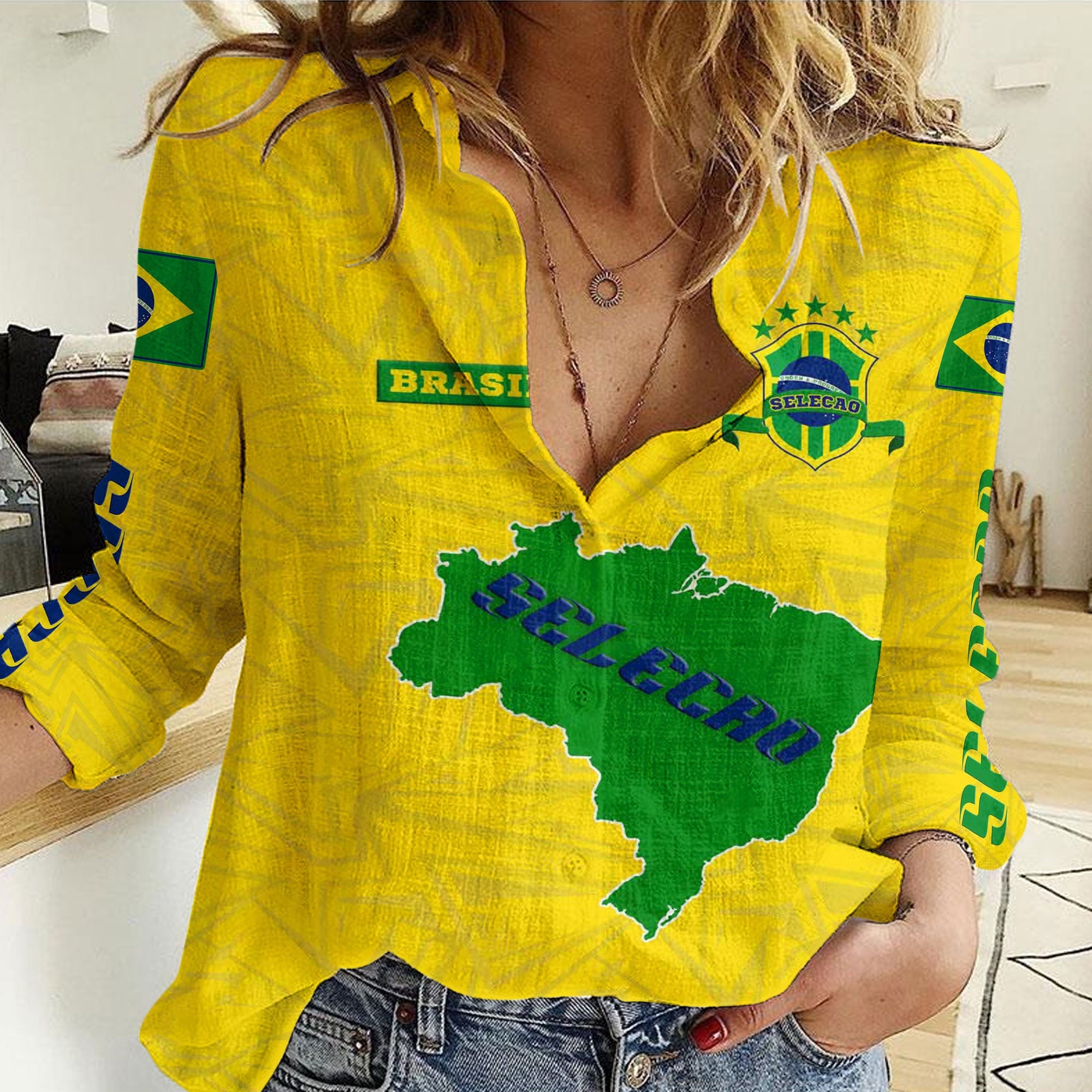 custom-brasil-selecao-football-women-casual-shirt