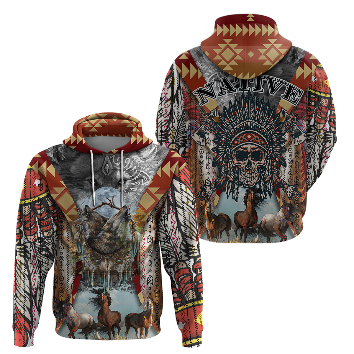 native-american-feather-headdress-with-native-horses-and-three-wolves-in-moonlight-african-pattern-hoodie