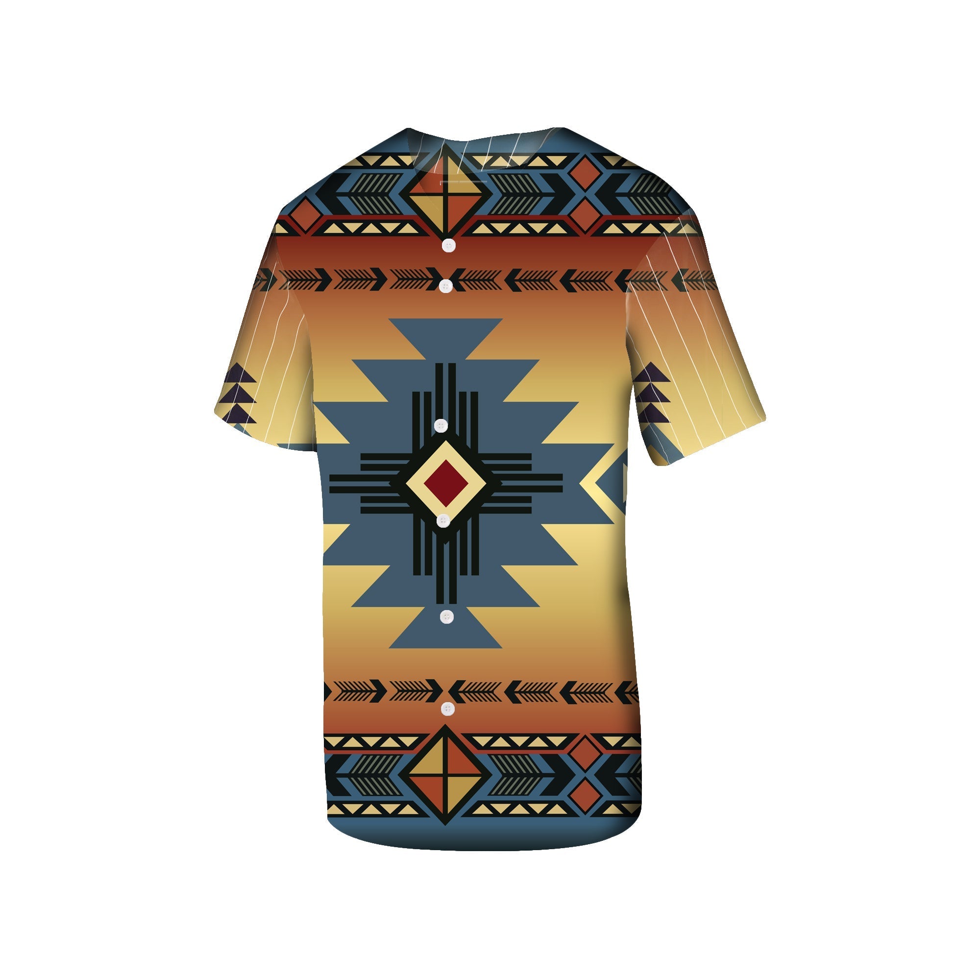 Southwest Blue Symbol Native American Baseball Jersey LT10 - Wonder Print Shop